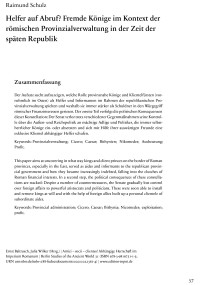 Cover Artikel "Helfer auf Abruf? Fremde Könige im Kontext der römischen Provinzialverwaltung in der Zeit der späten Republik"